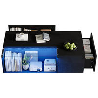 COUCHTISCH 100/50/35 cm mit LED Schwarz aus gehärtetem Glas 2 Schubladen - Schwarz, Holzwerkstoff (100/50/35cm) - OKWISH