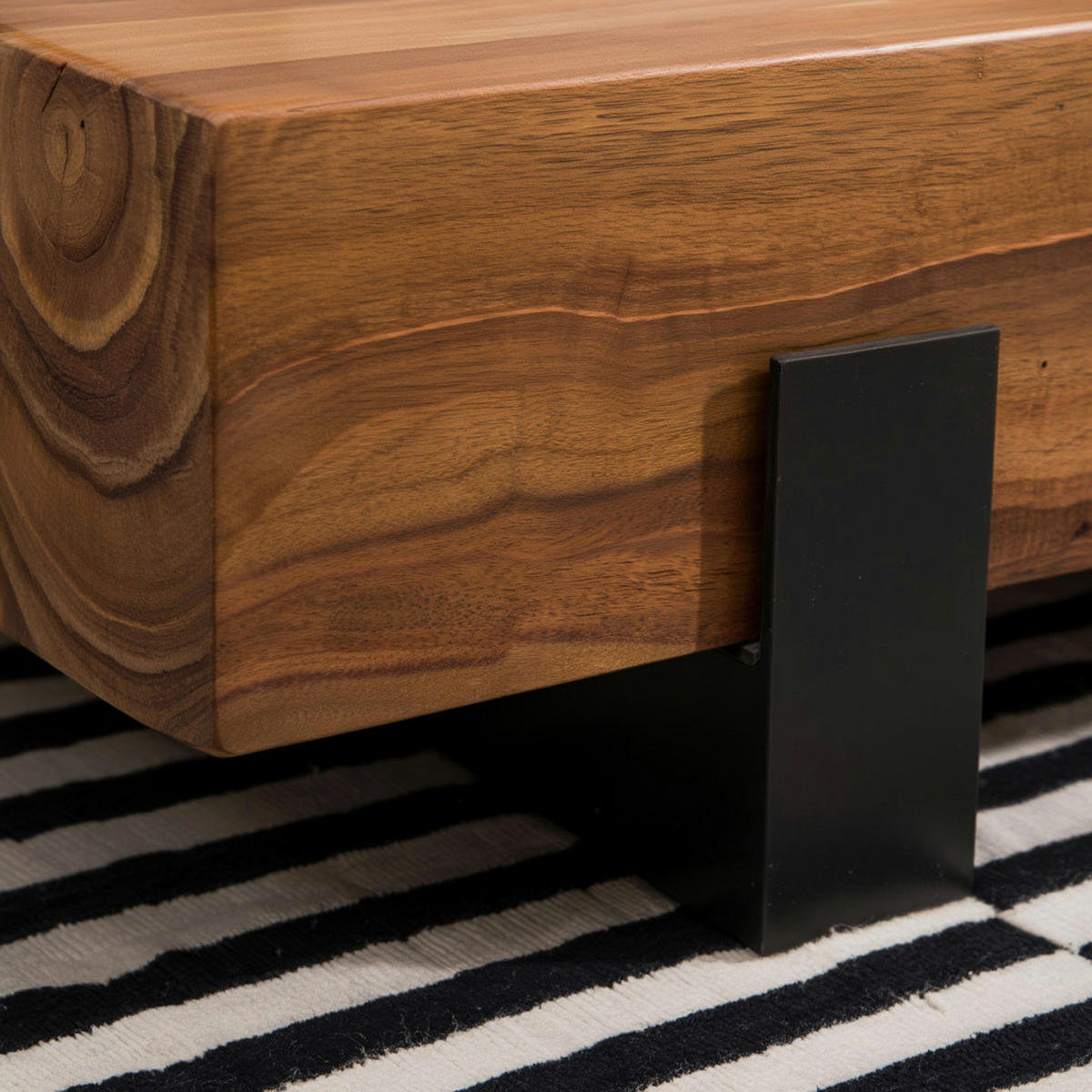 SOFATISCH Massivholz, Handgefertigt, Schutzlackversiegelt, Puristisch Modern, 115x44x22cm - Schwarz/Braun, Holz/Metall (44/115/22cm) - KADIMA DESIGN