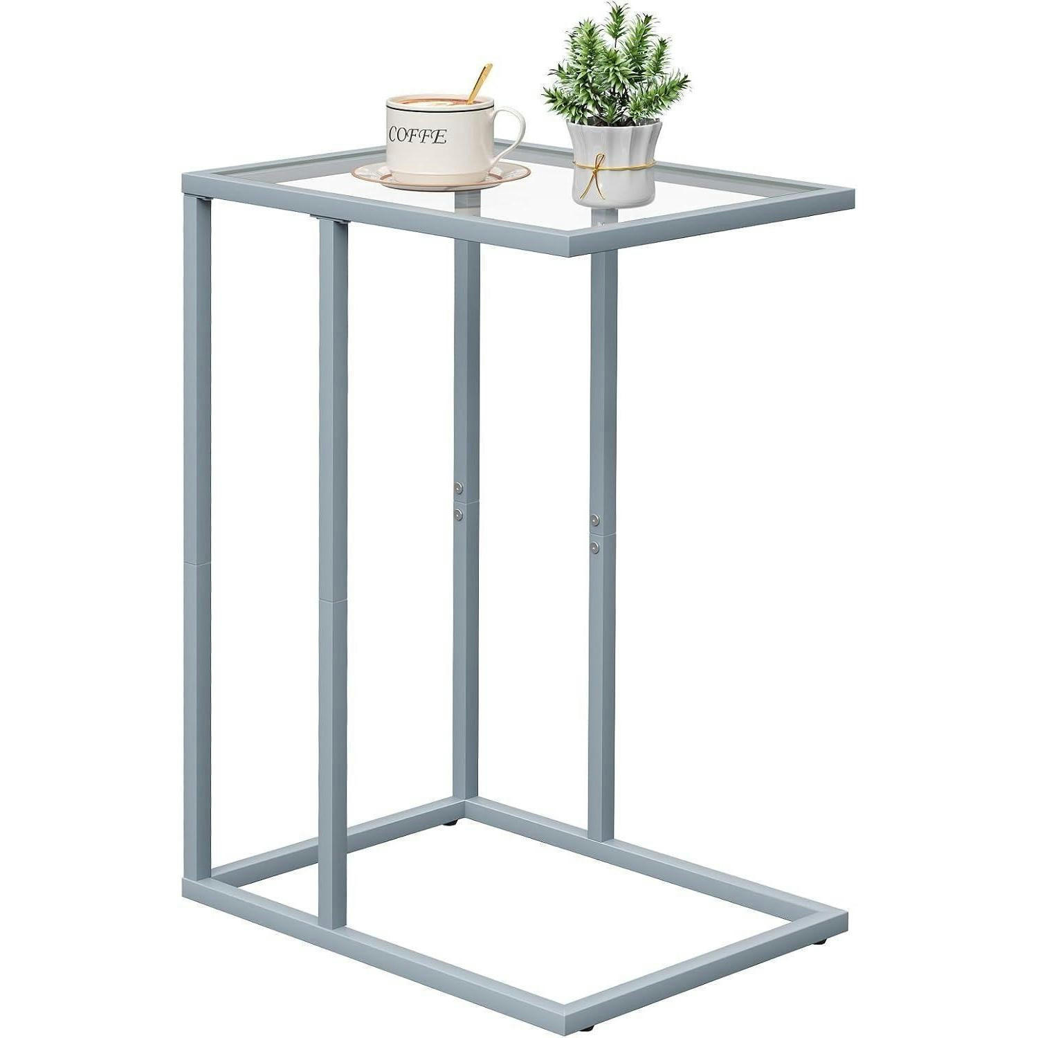 BEISTELLTISCH C-Form Glas Grau - Grau, Glas (30/40/60cm)