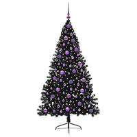 WEIHNACHTSBAUM Künstlicher Vorbeleuchteter Haltbar 115/115/180 cm Schwarz PVC - Schwarz, Kunststoff (180cm) - vidaXL