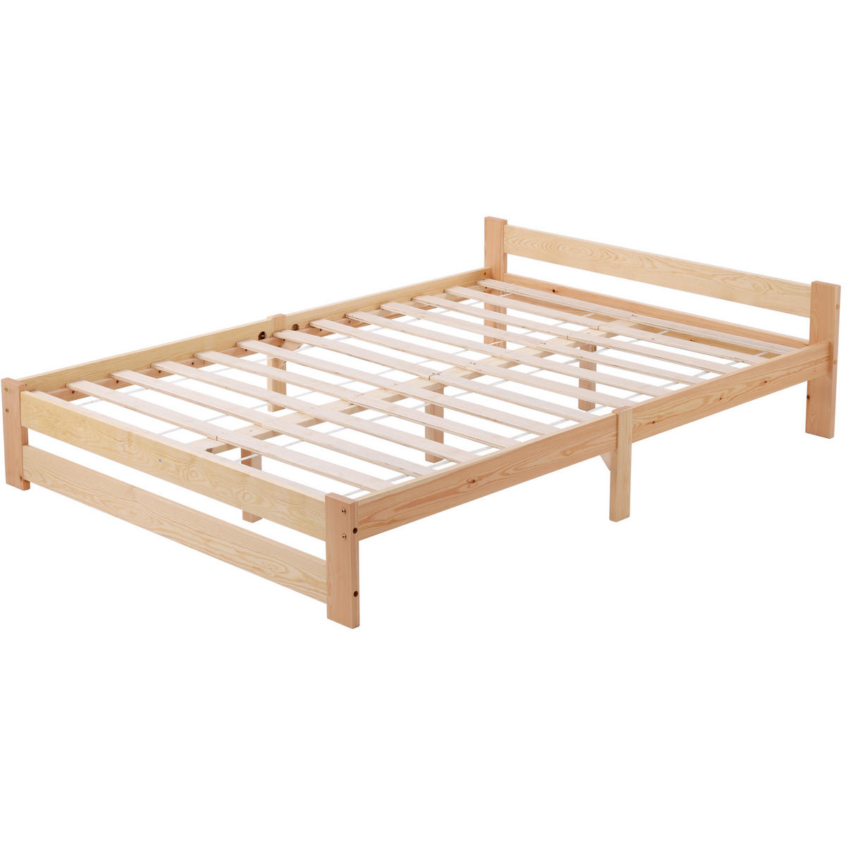 BETT 140/200 cm Natur aus Kiefer mit Kopfteil und Lattenrost - Naturfarben, Holz (140/200cm) - OKWISH
