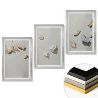 WANDBILDER 3er Set - 40x60 cm Silberner Rahmen - Boho-Stranddekorationen aus Steinen - Silberfarben, Kunststoff (40/60cm) - ArtPrintCave