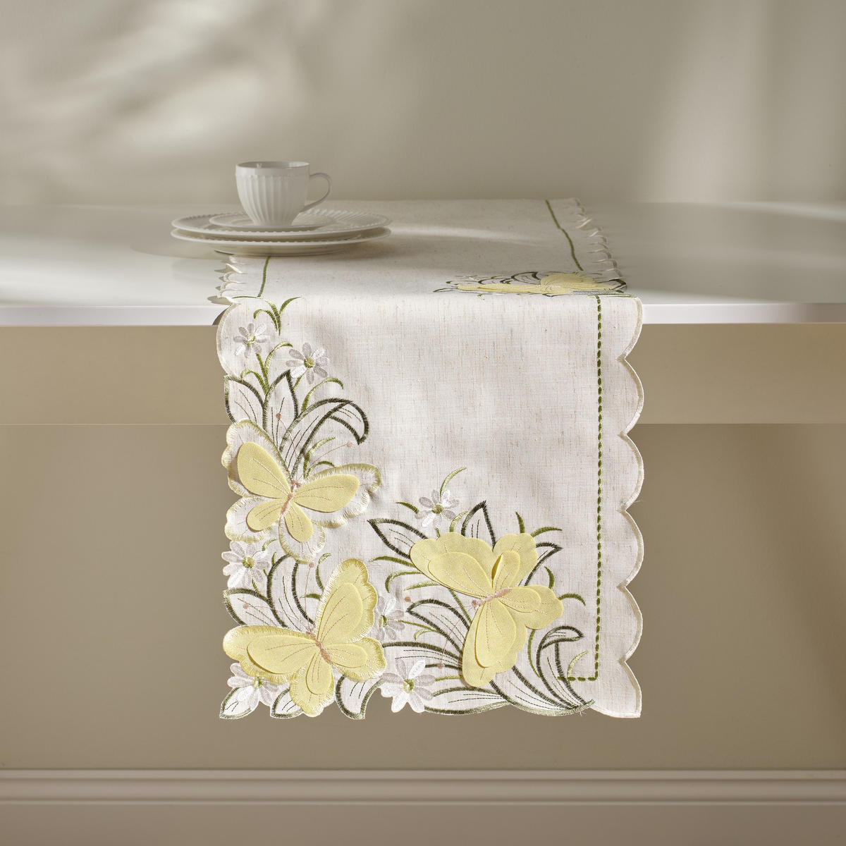 TISCHLÄUFER Borbovera - Beige, Textil (174/35/1cm) - home&you