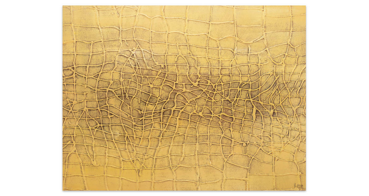 RUČNE MAĽOVANÝ AKRYLOVÝ OBRAZ 100/75 cm, žltý, abstraktný geometrický motív - žltá, drevo/textil (100/75cm) - KUNSTLOFT