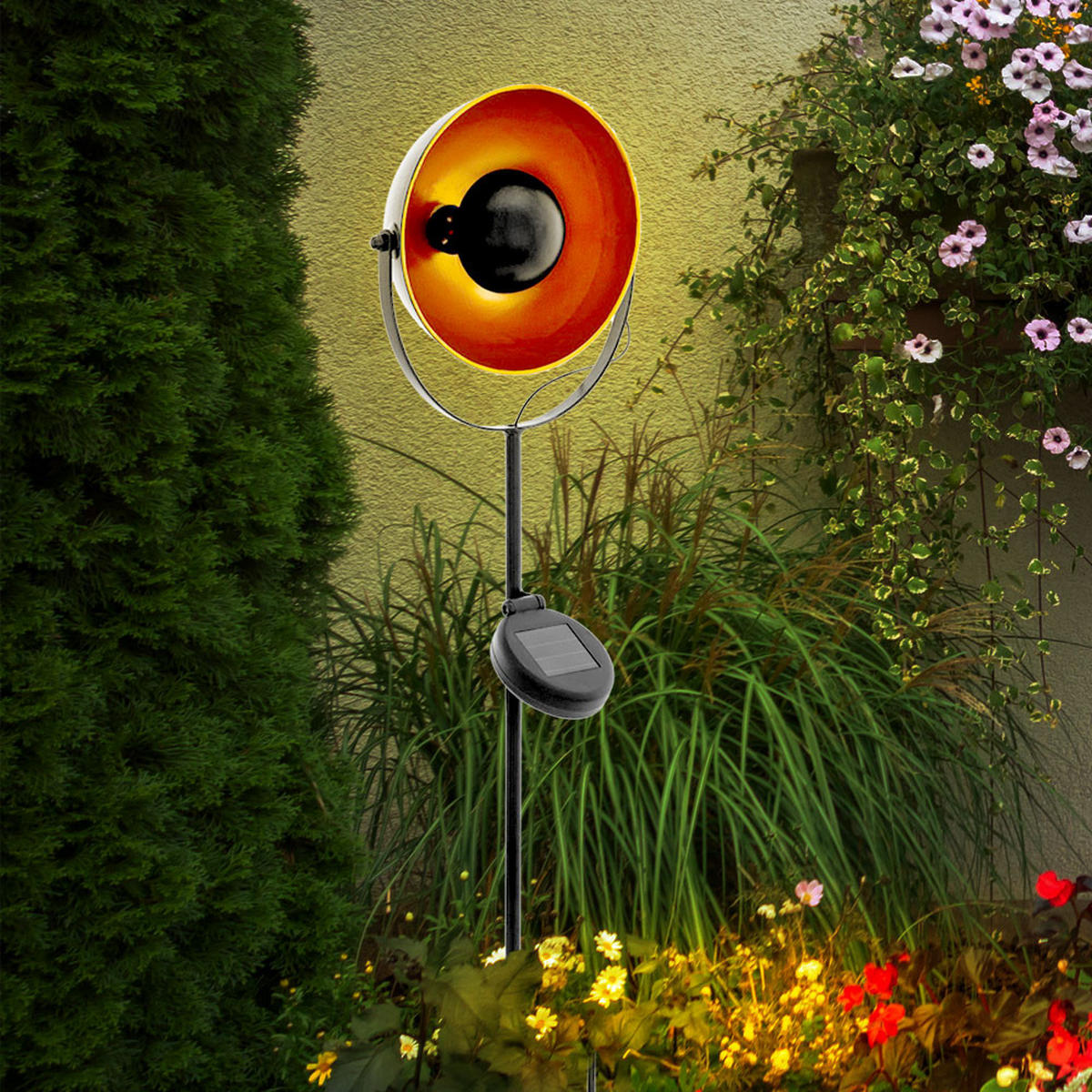 LED WEGELEUCHTE Stahl Schwarz - Schwarz, Metall (10/12/61cm)