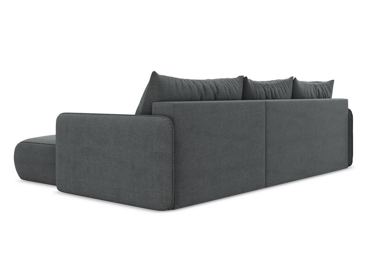 ECKSOFA mit Schlaffunktion Strukturstoff Stoff Grau - Schwarz/Grau, Kunststoff/Textil (240/148cm) - Makamii