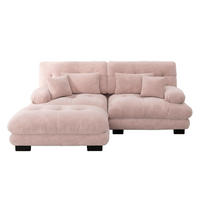 ECKSOFA 220/145/81 cm pink aus Chenille mit Ottomanen und Kissen - Pink, Textil (145/220cm) - OKWISH