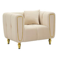 SESSEL Alma Cushion, cremefarben und goldfarben, Polyester, Eukalyptusholz, Kiefernholz, Sperrholz und Metall, 81 x 97 x 71 cm - Goldfarben/Creme, Holz/Holzwerkstoff (81/71/97cm) - Mauro Ferretti