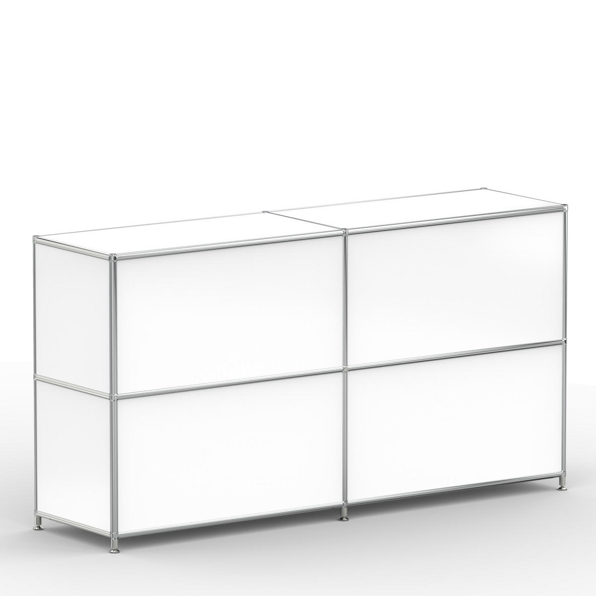 AKTENSCHRANK Büro, 4 offene Fächer, Breite 152 cm, Signalweiß - Chromfarben/Weiß, Metall (40/80.5/152.2cm) - Versee