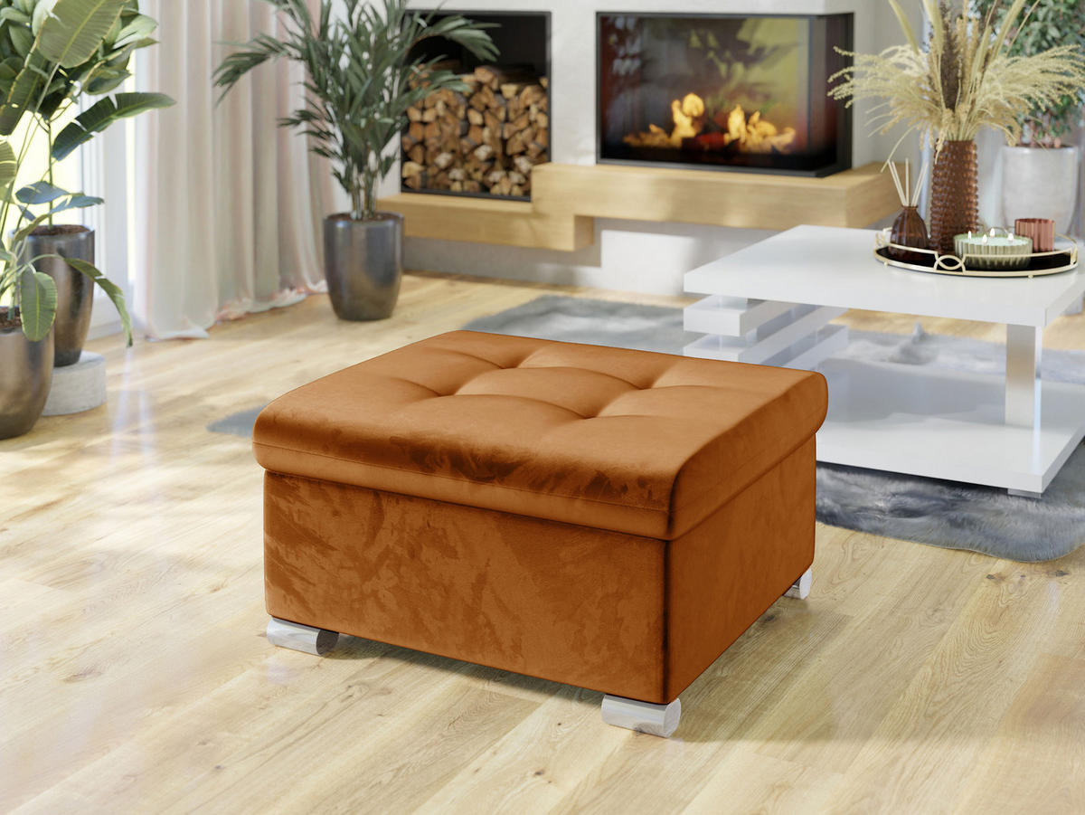 POLSTERHOCKER Niko Klein - Silberfarben/Bronzefarben, Holz/Textil (70/41/68cm) - MIRJAN24