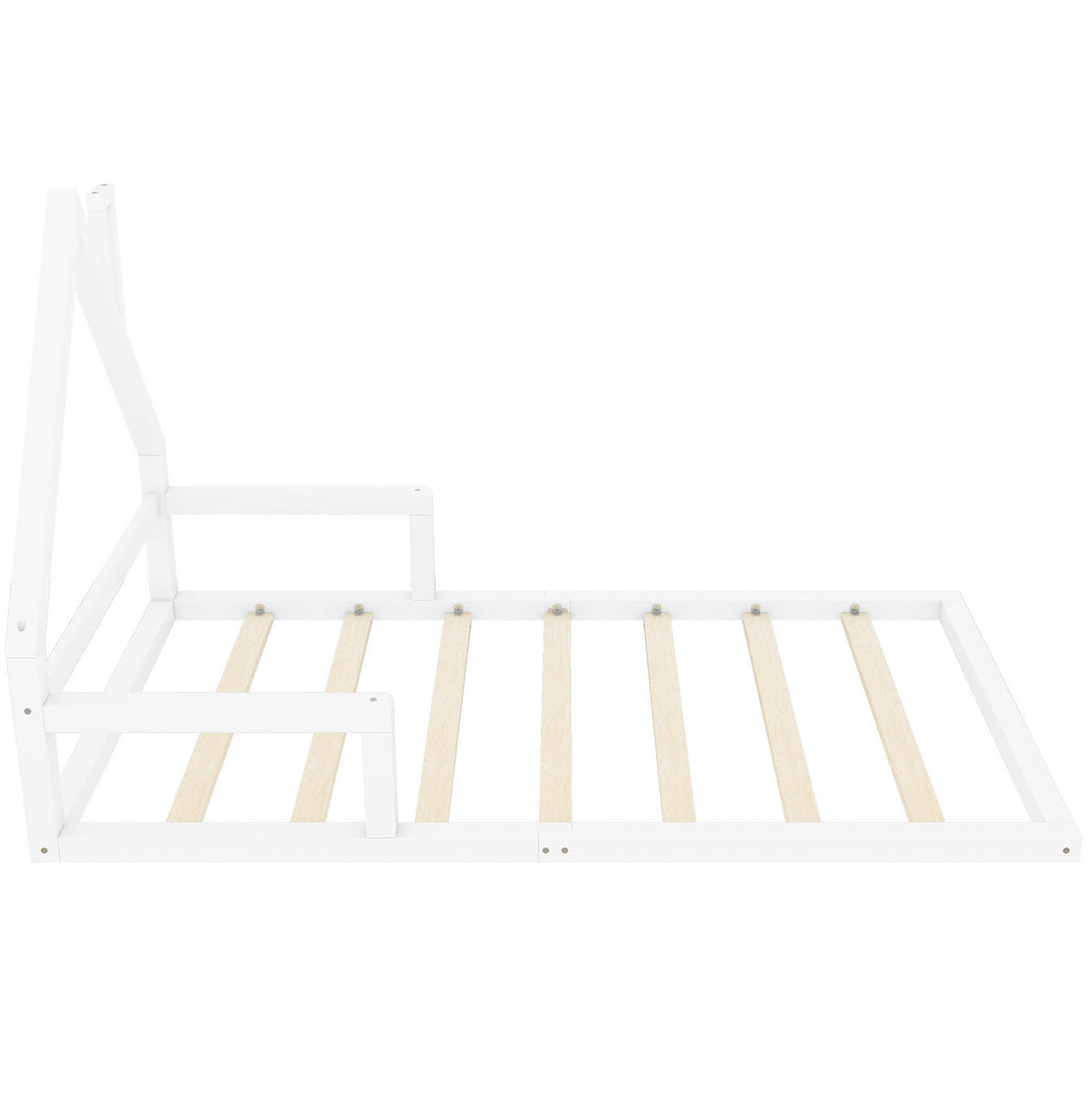 DOMČEKOVÁ posteľ 90/200 cm borovica a MDF biela, v tvare domčeka - biela, drevo (90/200cm) - BEAOK