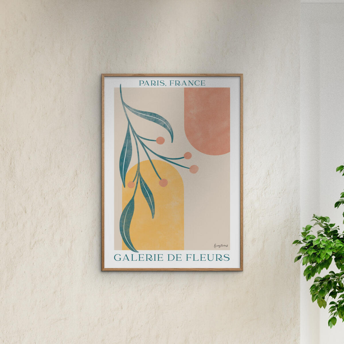 POSTER mit Rahmen Wild Apple - Botanical Poster III - Eichefarben/Multicolor, Holz/Papier (30/40cm) - Poster&Frame