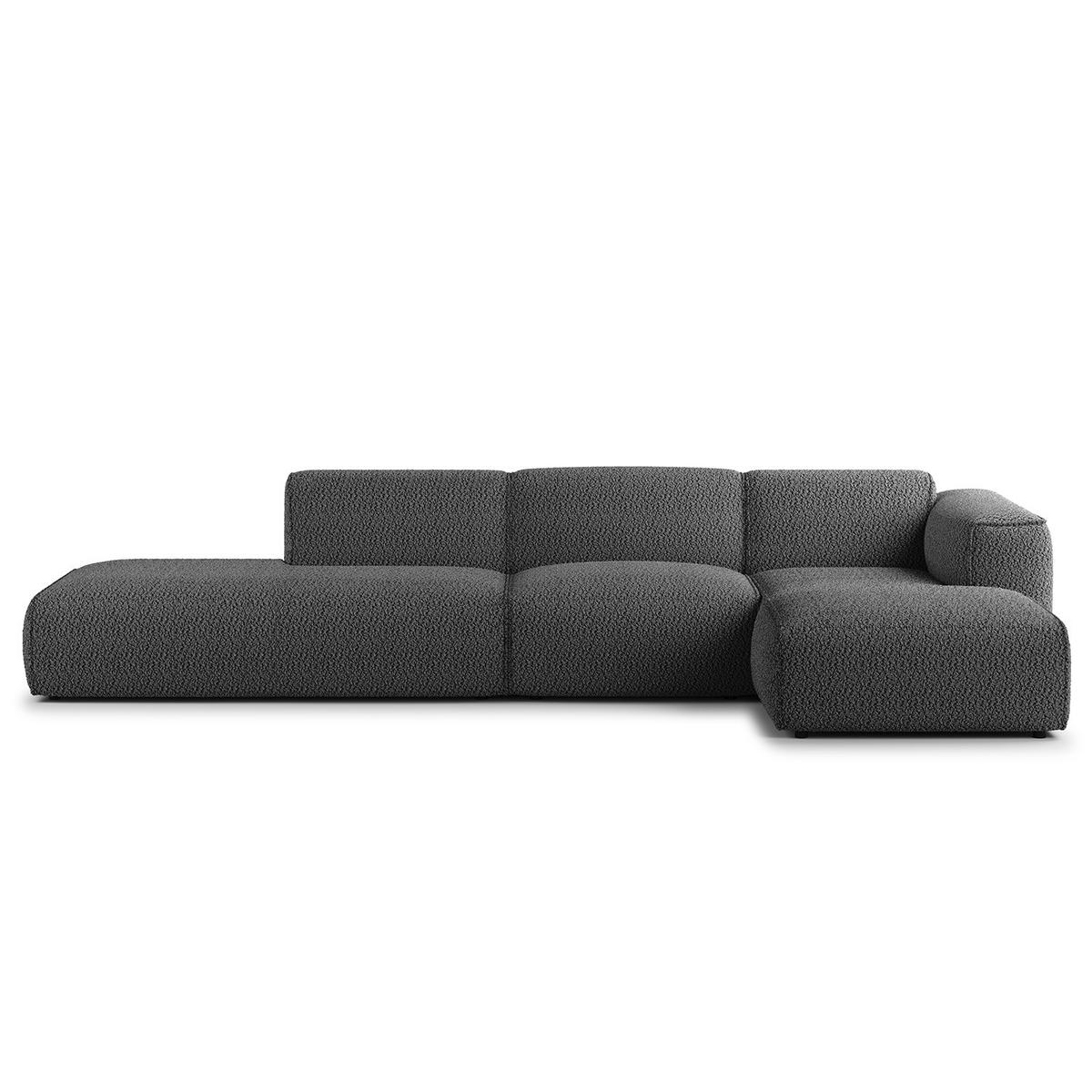 ECKSOFA mit Chaiselongue - Anthrazit/Schwarz, Kunststoff/Textil (290/173cm) - home24