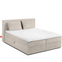 BOXSPRINGBETT ROTI mit Stauraum, cremefarben - Creme/Schwarz, Holz/Holzwerkstoff (140/200cm) - KONSIMO®