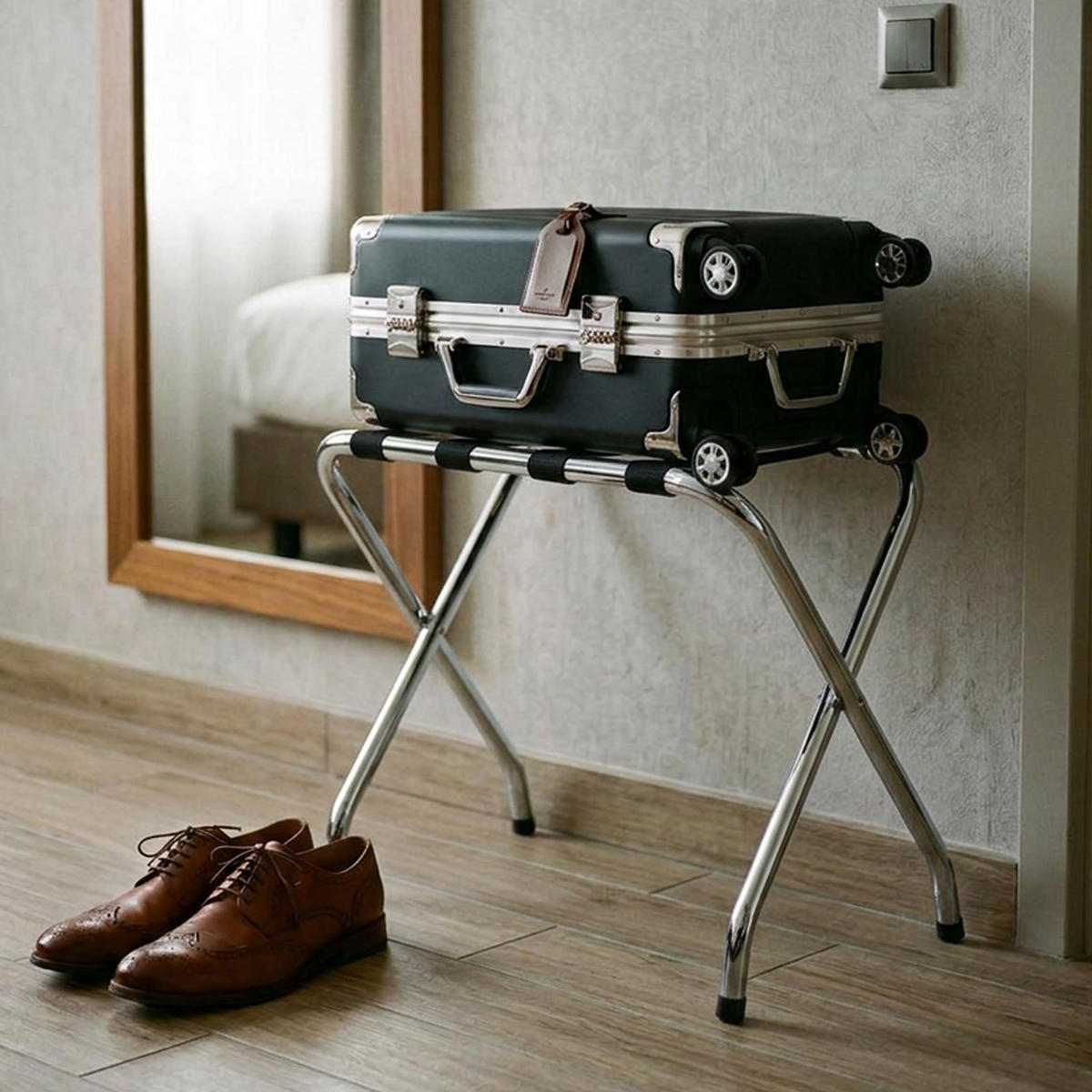 KOFFERSTÄNDER LUGGAGE chrom - Chromfarben, Metall (67/54/40cm) - CARO-Möbel