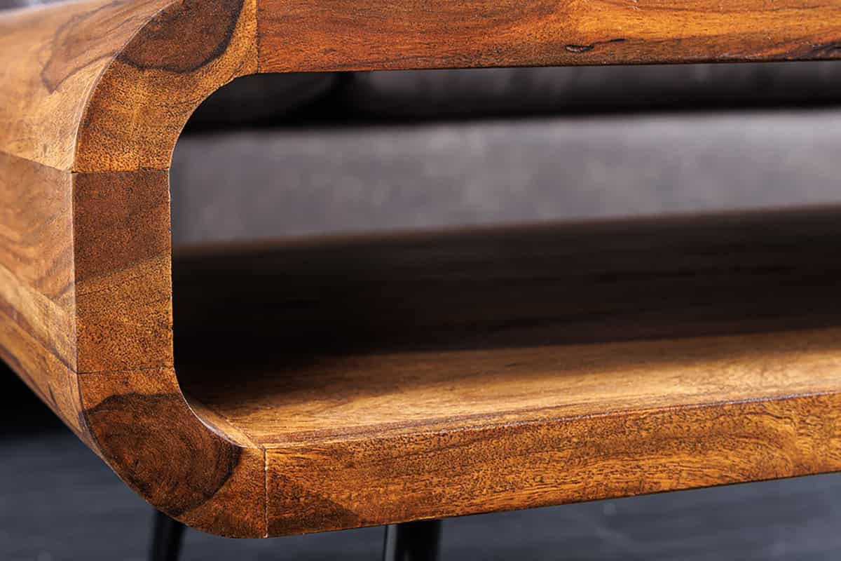 COUCHTISCH ALPHA Sheesham Finish 90 cm - Schwarz/Braun, Holz/Metall (50/90/40cm) - riess-ambiente