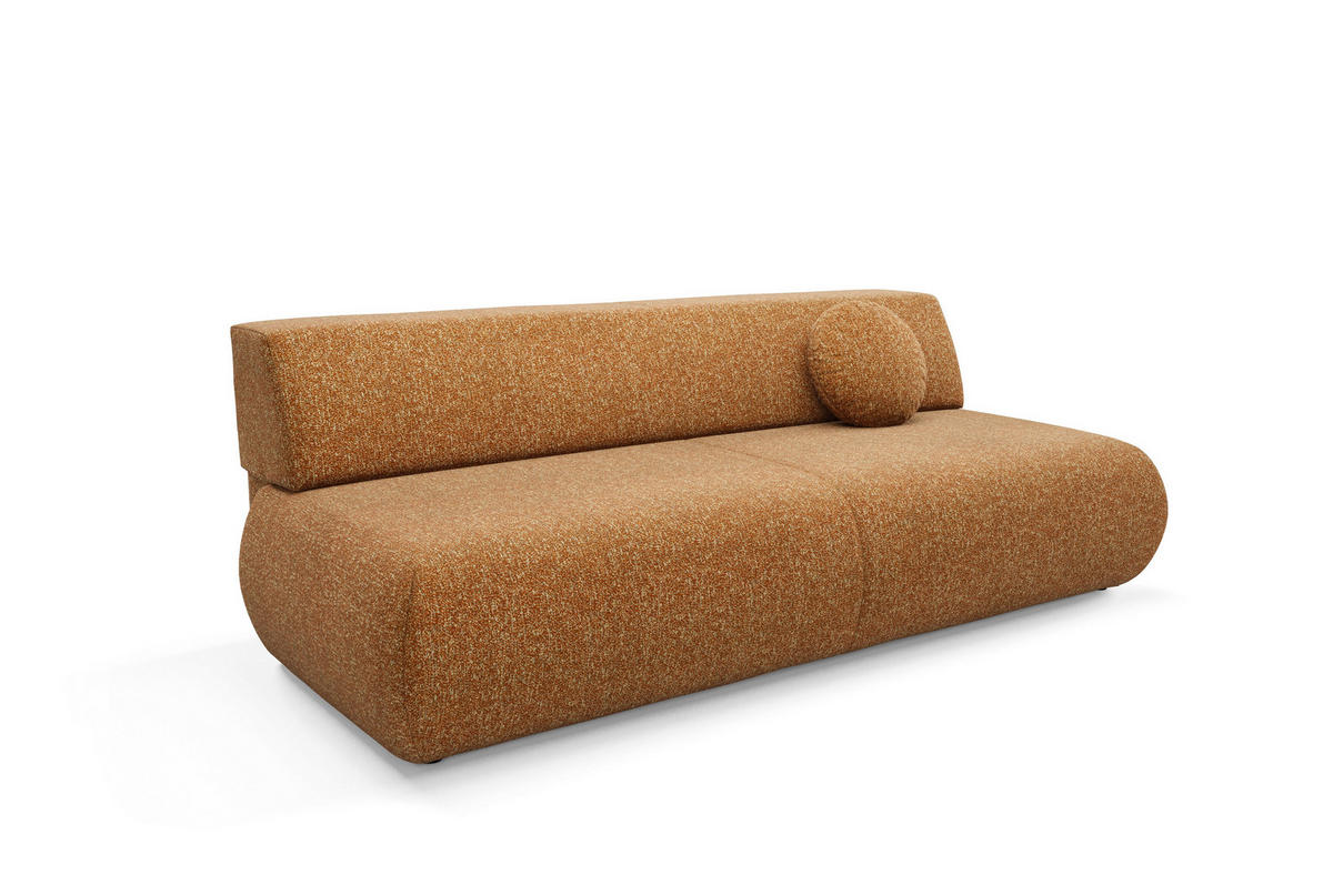 BETTSOFA DELTA Orange Geflochtener Stoff mit Schlaffunktion - Orange, Holz (214/74/100cm) - MASSENO
