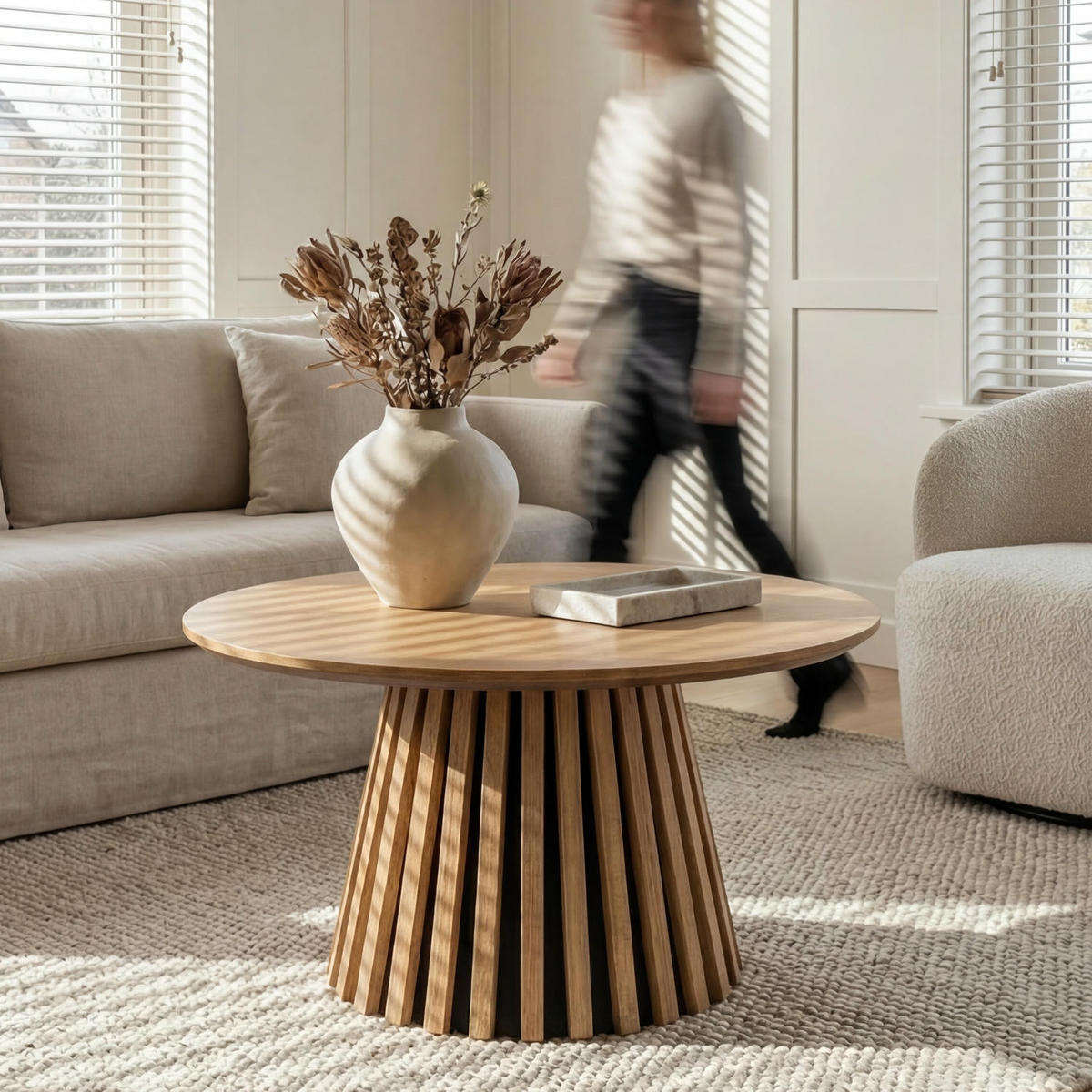 COUCHTISCH rund Wildeiche 60/60/40 cm - Honigeiche/Eichefarben, Holzwerkstoff (60/60/40cm) - Furnhouse