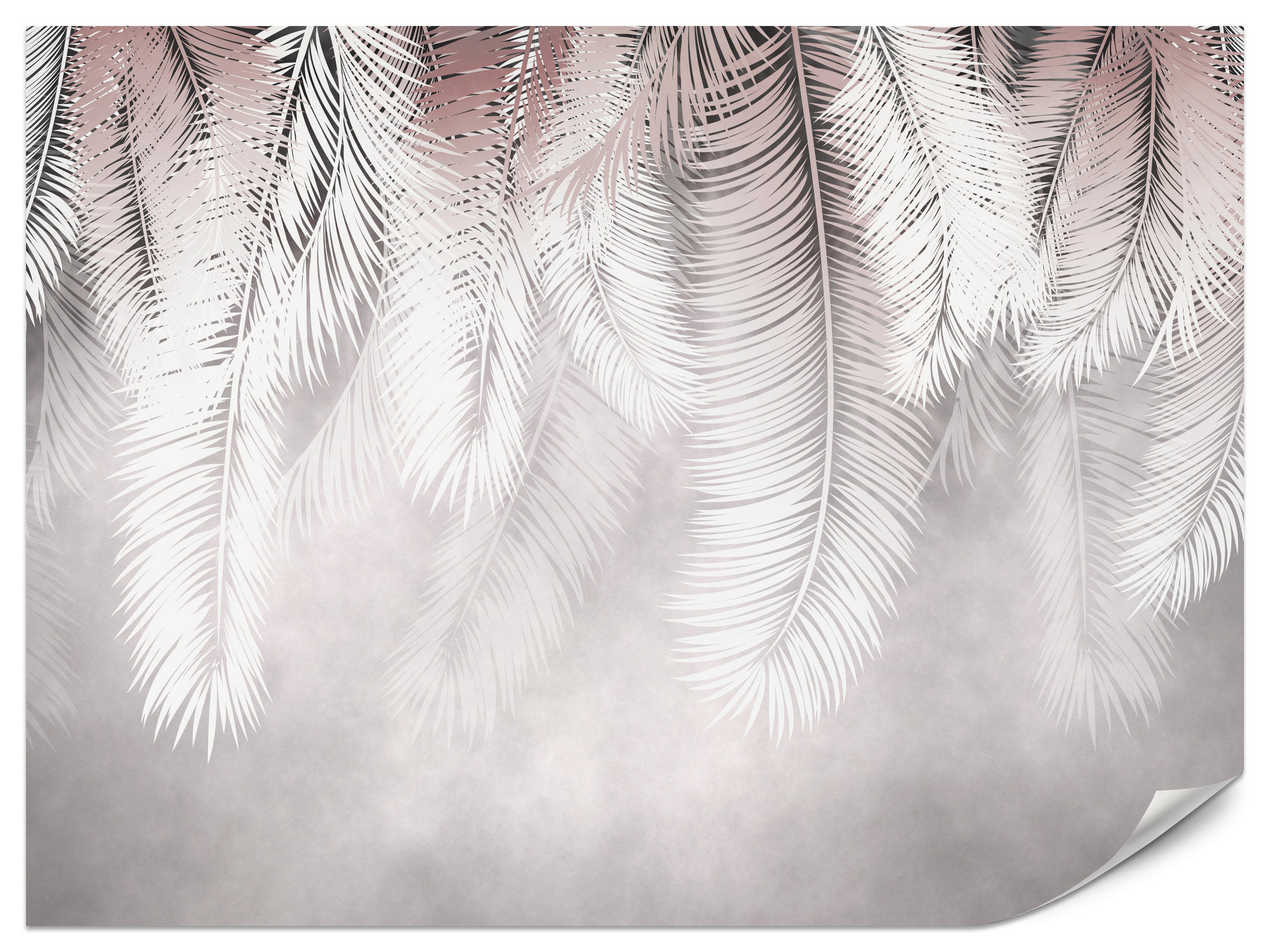 FOTOTAPETE für Esszimmer Große Palmenblätter Boho Beige 250x175 - Violett/Rosa, Papier (250/175cm) - Muralo