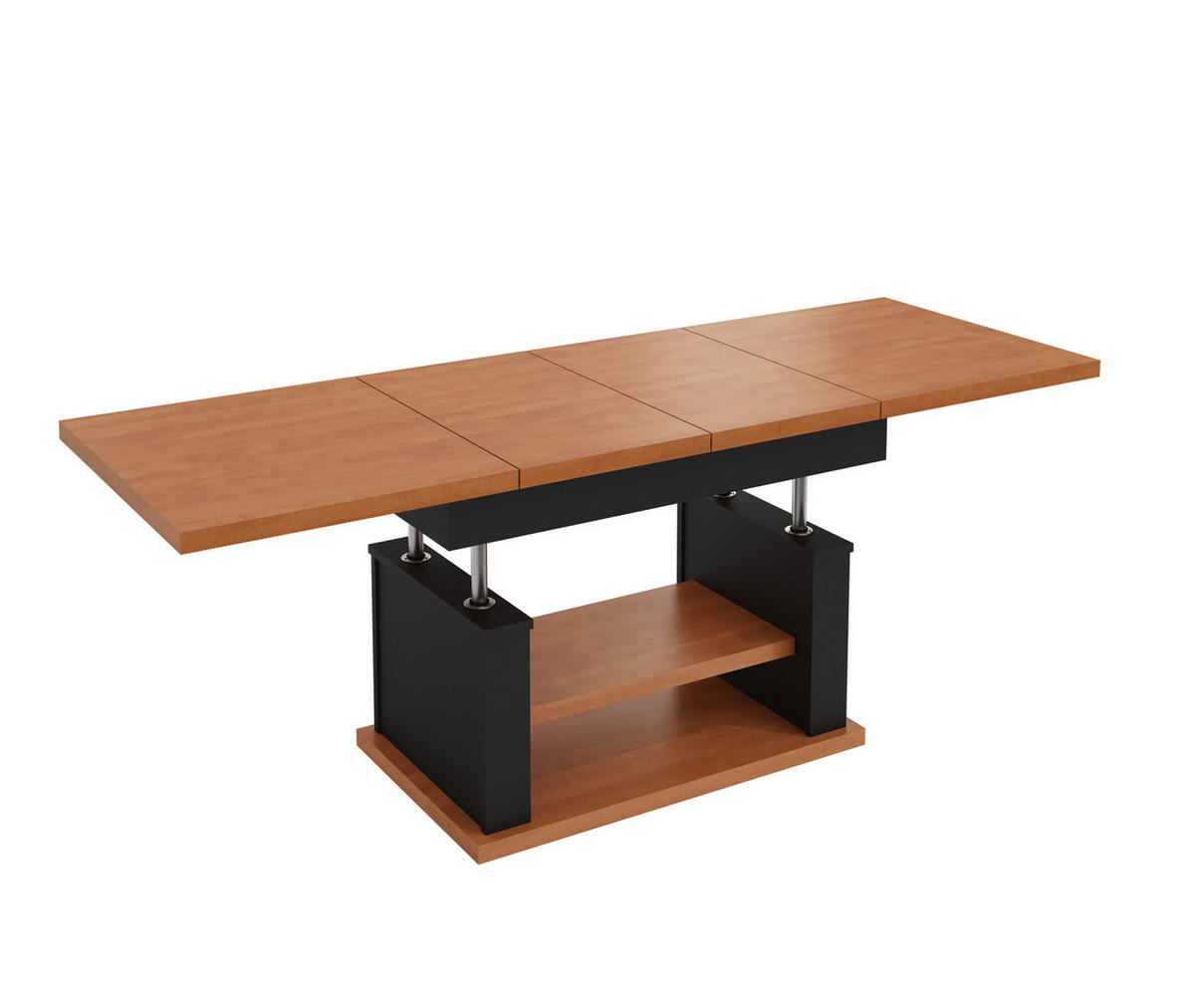 COUCHTISCH rechteckig Kirschbaum - Schwarz ausziehbar höhenverstellbar - Kirschbaumfarben/Schwarz, Holzwerkstoff (70/120/60cm) - designimpex