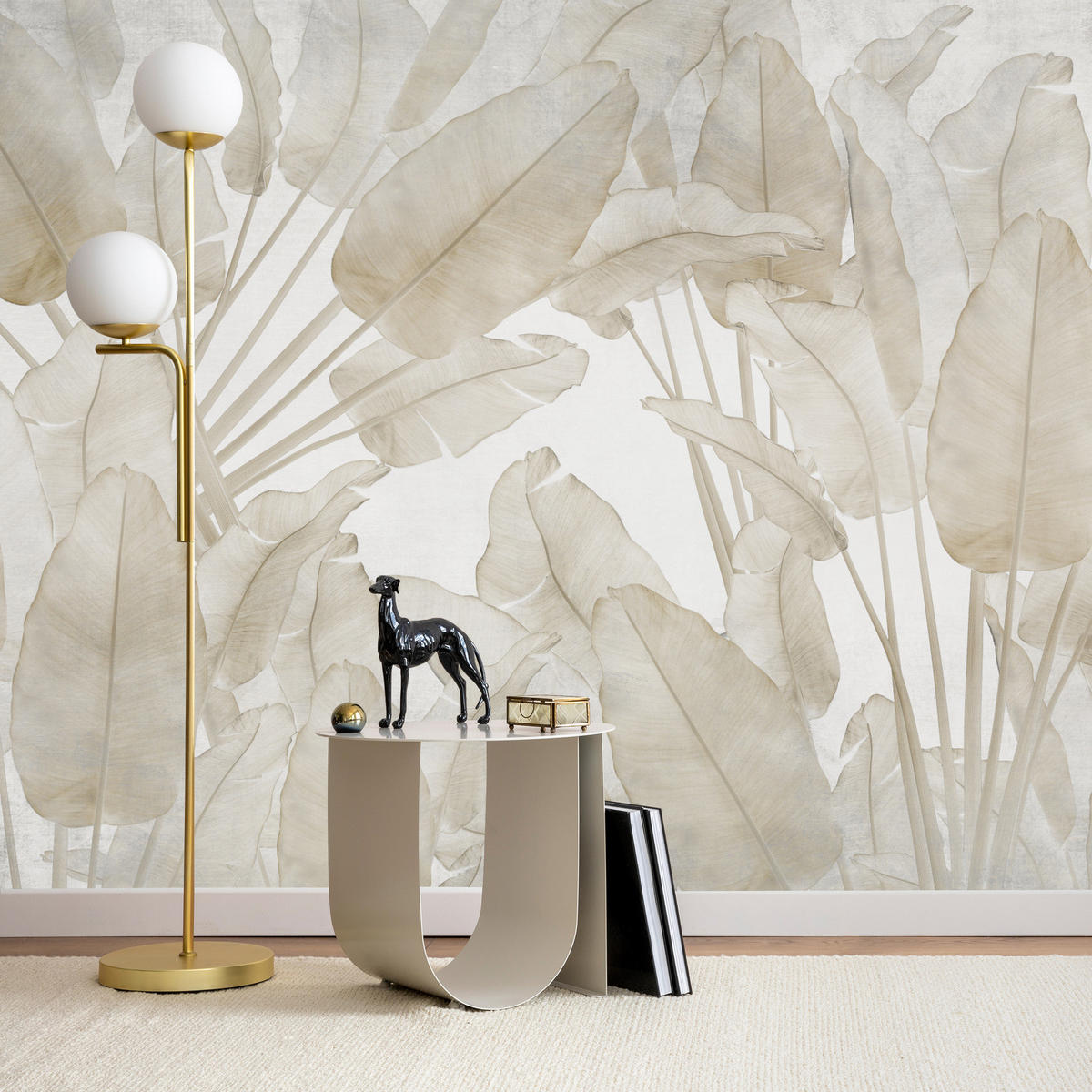 FOTOTAPETE Beige Bananenblätter Tropische Pflanzen 200x140 - Beige/Braun, Papier (200/140cm) - Muralo