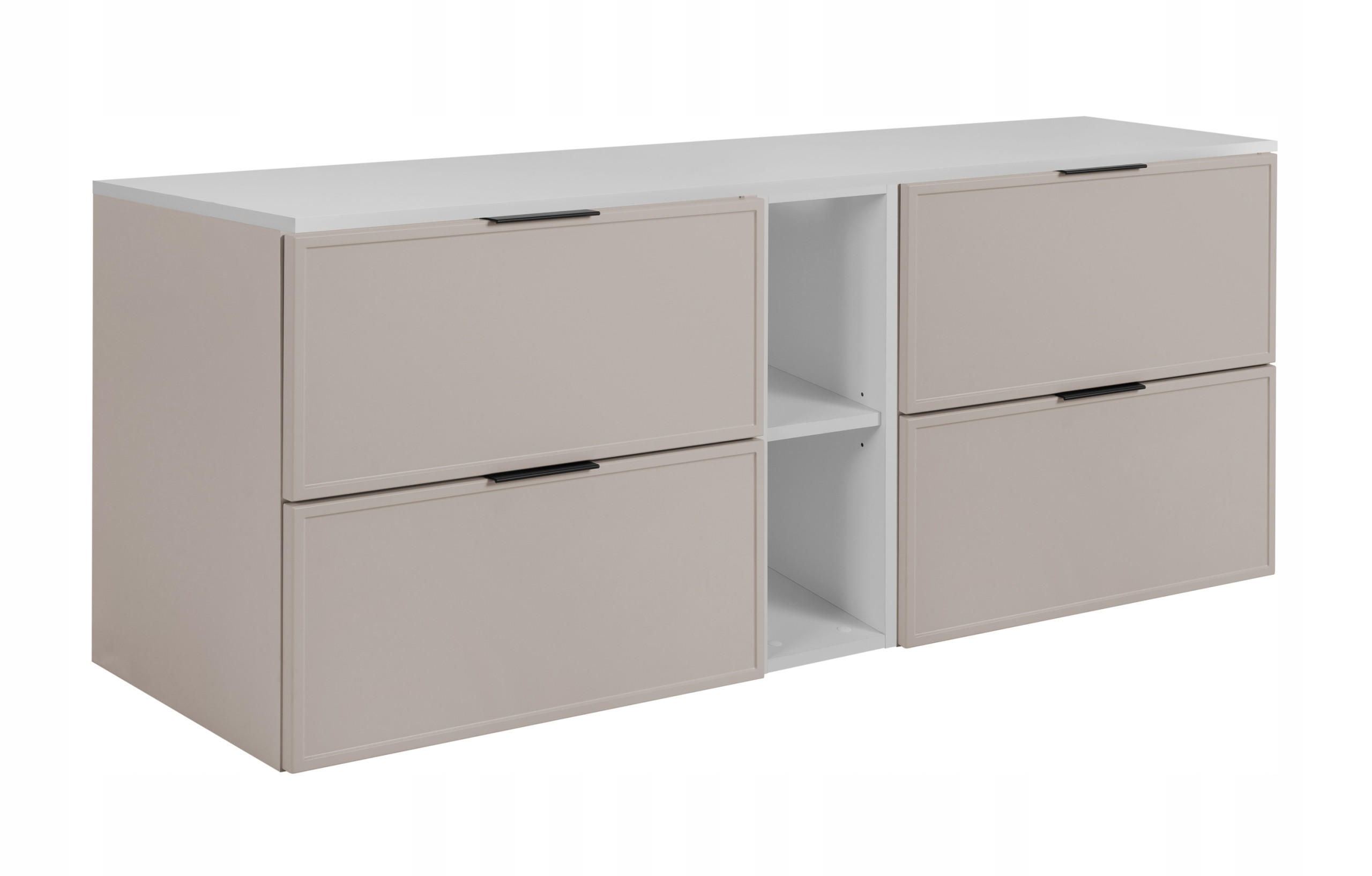 WASCHBECKUNTERSCHRANK SLIM 140cm mit Arbeitsplatte Weiß Kaschmir - Kaschmir/Weiß, Holzwerkstoff (140/57/46cm) - Rodan