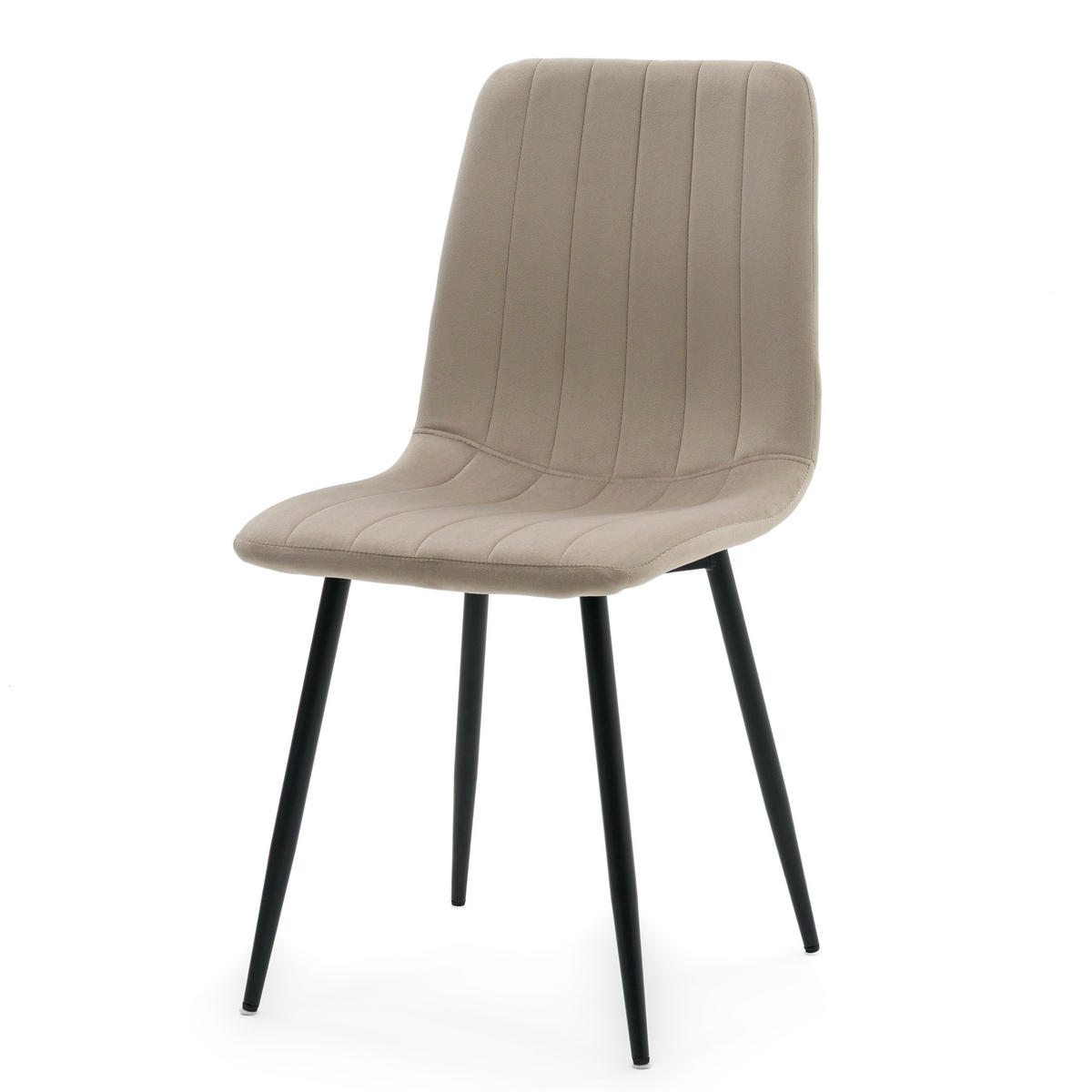 STUHL GELA gepolstert mit Steppung - dunkelbeige - Samt Velours - Schwarz/Braun, Textil/Metall (45/89/53cm) - NEW HOME