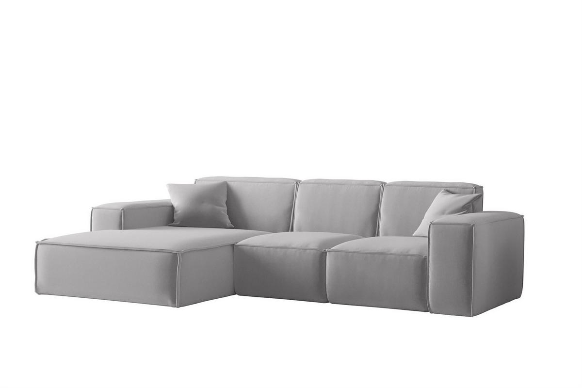 ECKSOFA Ottom Celes Premium Opera Velvet - Hellgrau, Holzwerkstoff/Textil (266/165cm) - Fun Möbel