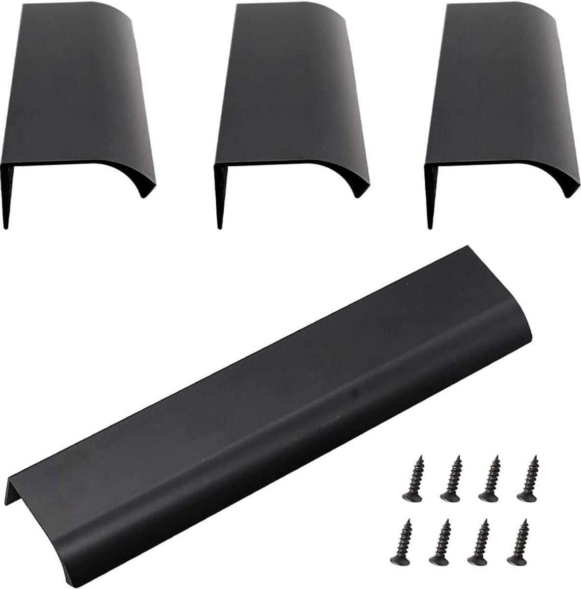 GRIFF 4er-Set Schwarz unsichtbar Aluminium 20 cm Möbel Schrank - Schwarz, Metall (2/4/20cm) - MCBOSON