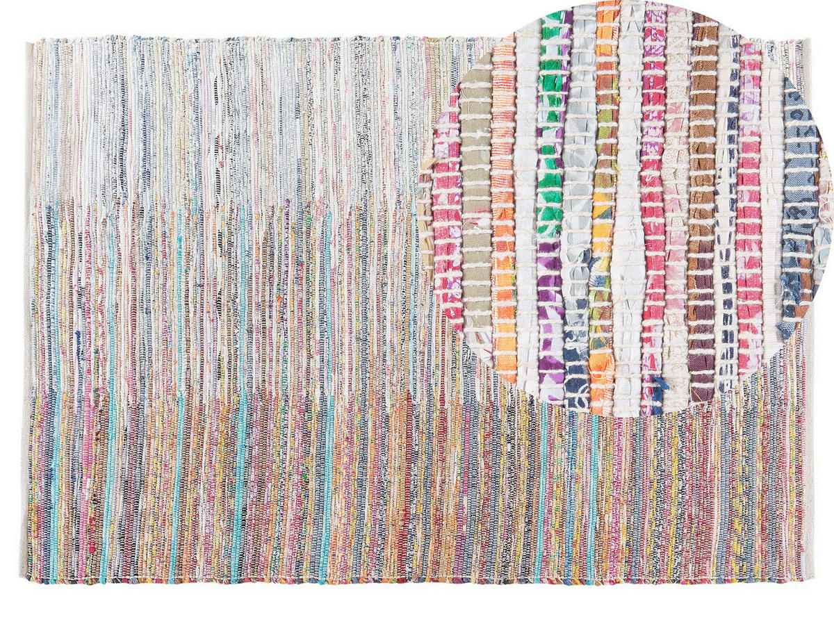 TEPPICH geflochten Mersin 200/140 cm - Multicolor, Textil (140/200cm) - Beliani