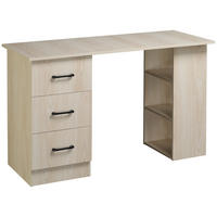 SCHREIBTISCH DE-14868 mit 3 Schubladen & 3 Regalböden Holzoptik - Naturfarben, Holzwerkstoff (120/49/72cm) - ComfortXL