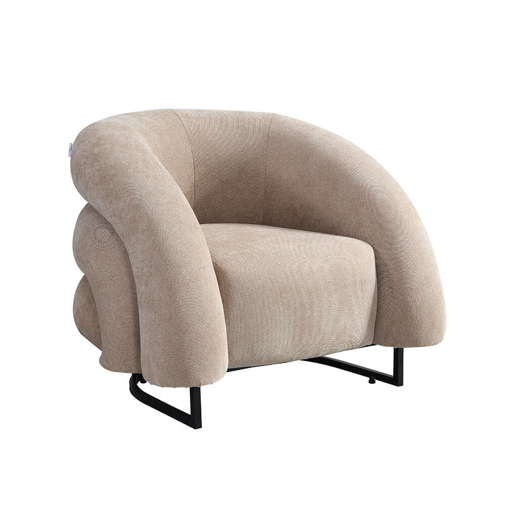 SESSEL MACA - Samtgewebe Beige - Beige, Kunststoff (95/73/88cm) - Home Deluxe