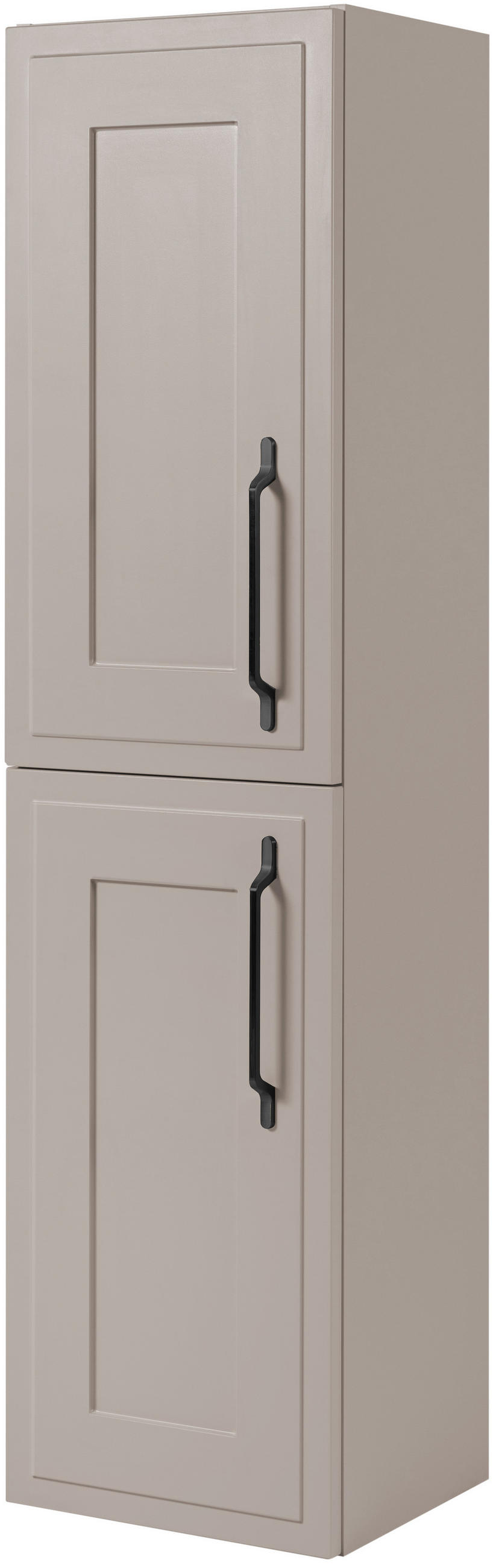BADEZIMMERSCHRANK, Kaschmir, 35 x 136 x 27 cm, schwarzer Griff - Beige/Schwarz, Holzwerkstoff/Metall (35/136/27cm) - 3XE LIVING
