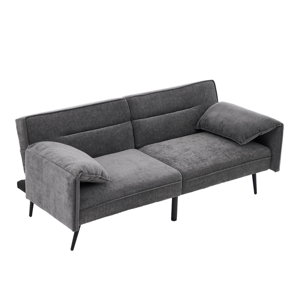 2-SITZER Schlafsofa, Stoff mit 3-fach verstellbarer Rückenlehne, 167,5/73/70 cm, Grau - Grau, Textil (73/70/167.5cm) - Redom