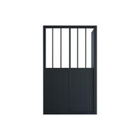 DUSCHTRENNWAND mit Schiebetür - Industrial Style - 120 x 80 x 195 cm - Schwarz matt - URBANIK - Schwarz, Metall (120/195cm) - Vente-Unique