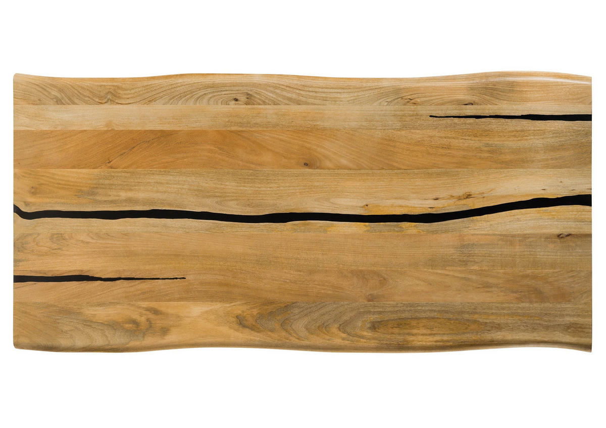 BAUMTISCH Mango 180x90x74 natur lackiert / Epoxid schwarz, Kreuzgestell anthrazit matt EPOXY - Naturfarben, Holz (180/90/74cm) - Massivmoebel24