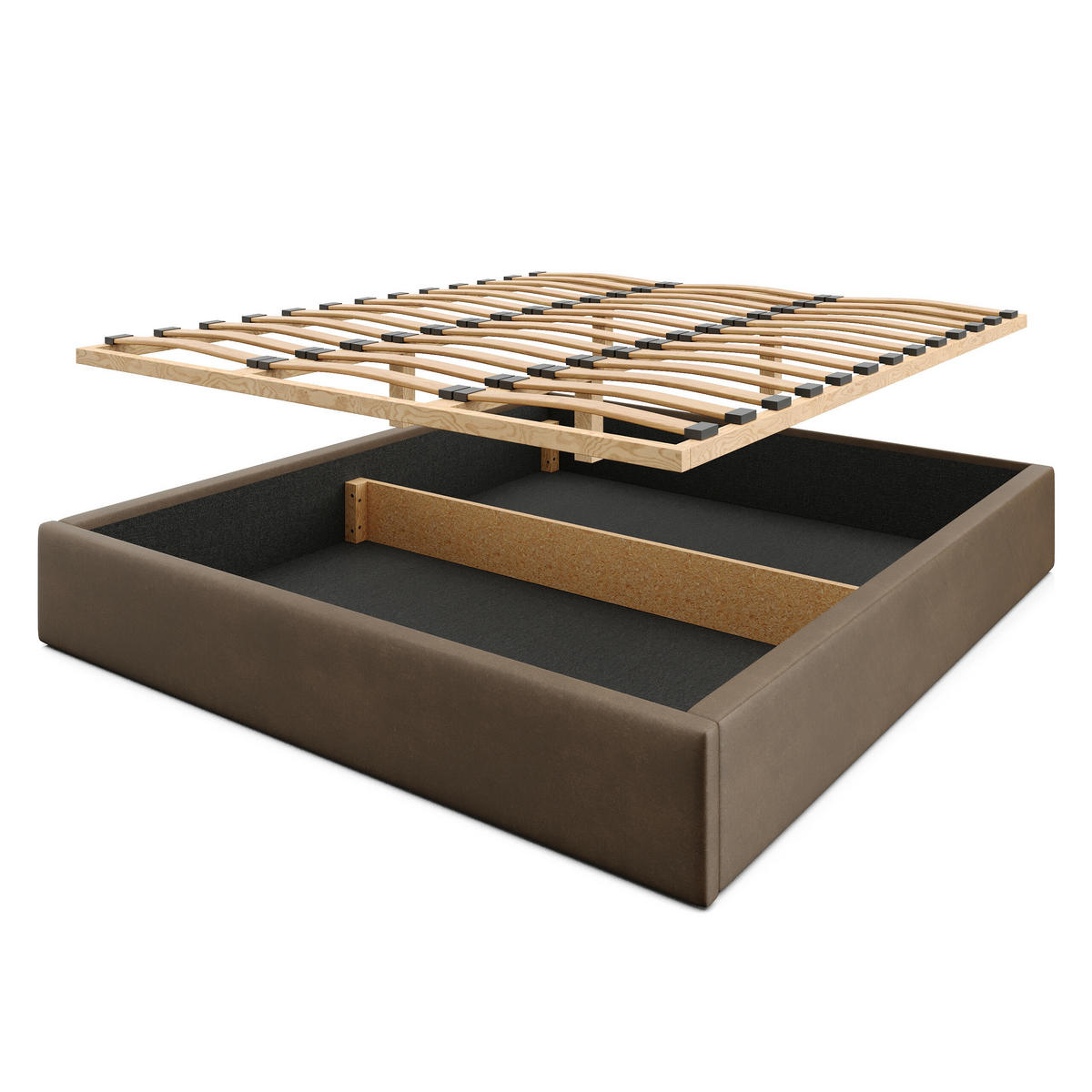POLSTERBETT 180x200cm Bett mit Stauraum Lattenrost Braun - Braun, Holz/Holzwerkstoff (180/200cm) - Muralo