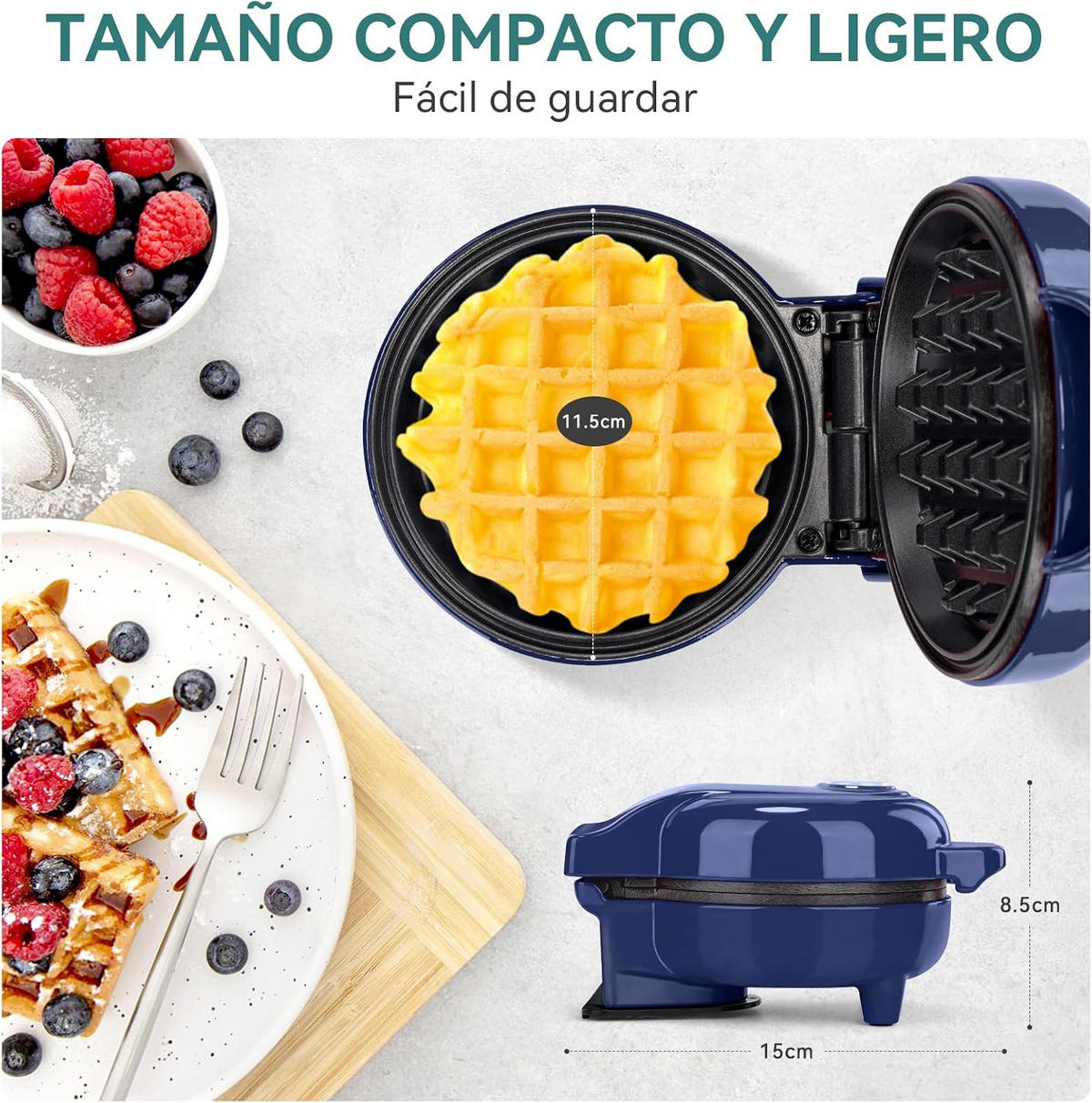 WAFFELEISEN Blau, 10 cm Backfläche - Blau, Metall (10.5/18.3/14.6cm) - YASHE