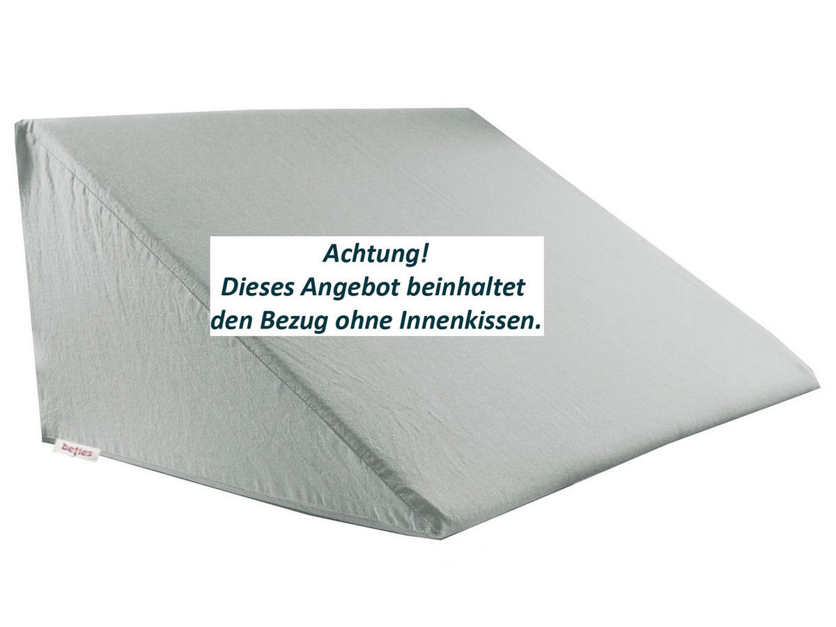 KEILKISSENBEZUG Basic 100% Baumwolle grau 62/49/30 cm - Grau, Textil (62/49cm) - beties Heimtextil
