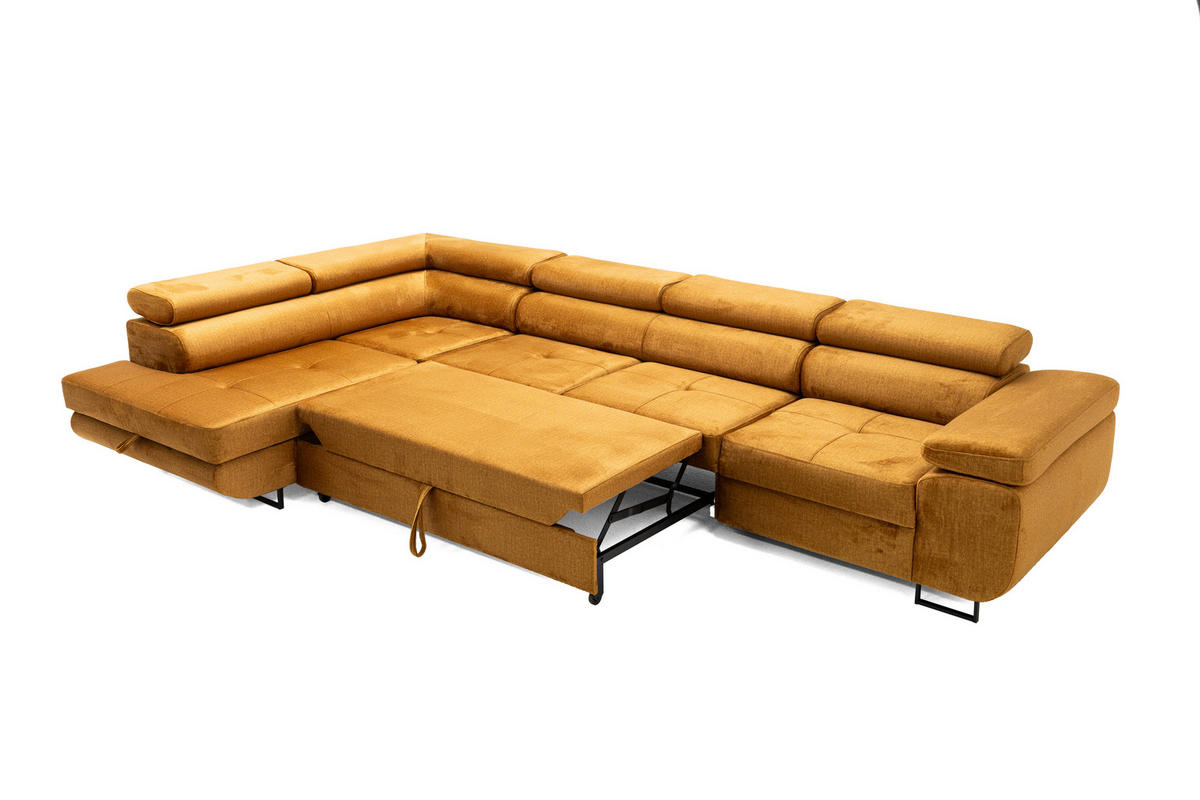 ECKSOFA WILD MAXI Links Golden - Chromfarben/Goldfarben, Holz/Textil (350/203cm) - Muffo