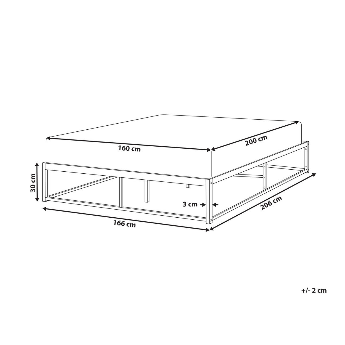 BETT ohne Kopfteil 160/200 cm Eisen Hellbeige Viry - Beige, Metall (160/200cm) - Beliani