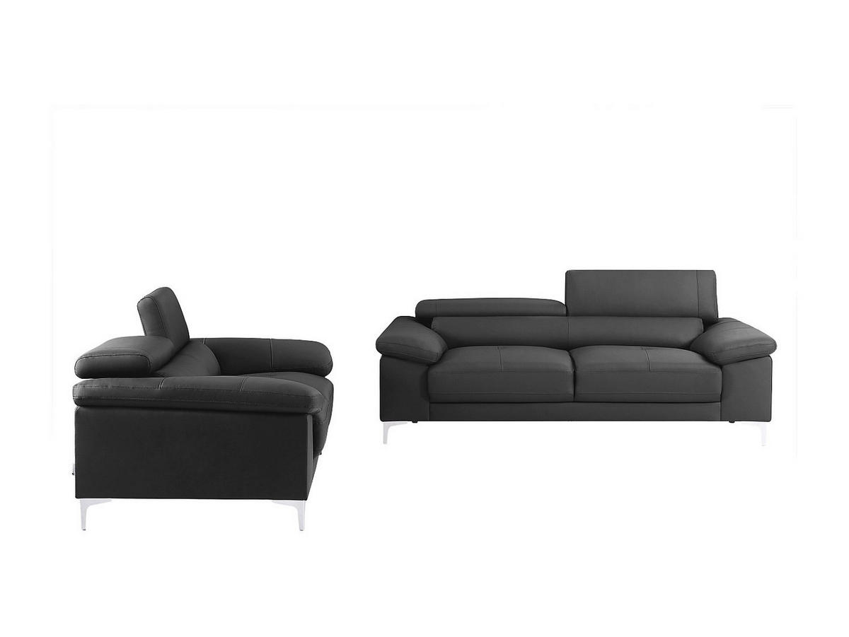 COUCHGARNITUR - 5 Personen - leder - anthrazitgrau Solange - Anthrazit, Leder (176/73/103cm) - Vente-Unique