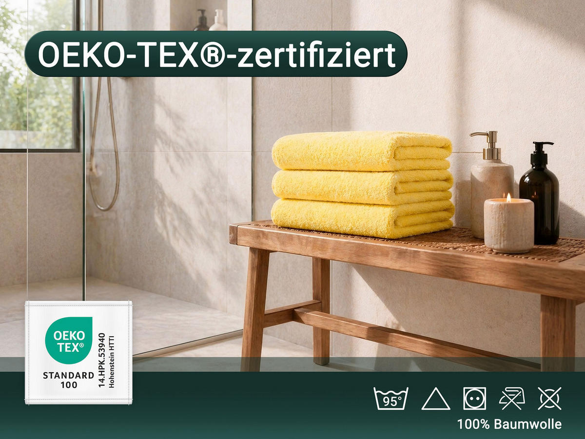 DUSCHTÜCHER, 5er-Set, 70x140 cm, 100% Baumwolle, Gelb - Gelb, Textil (70/140cm) - Zollner