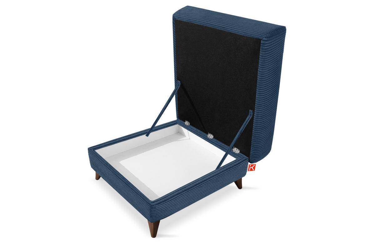 HOCKER GUSTAVO II, Marineblau - Braun/Dunkelblau, Holz/Holzwerkstoff (92/49/92cm) - KONSIMO®