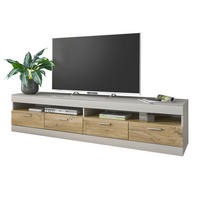 TV-LOWBOARD grau matt, Zinneiche 200, TV Unterteil XXL mit Soft-Close - Eichefarben/Silberfarben, Holzwerkstoff/Metall (200/46/45cm) - Furn.Design