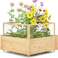 HOCHBEET mit Zaun Holz - Apfelbaumfarben, Holz (107/70/107cm) - COSTWAY