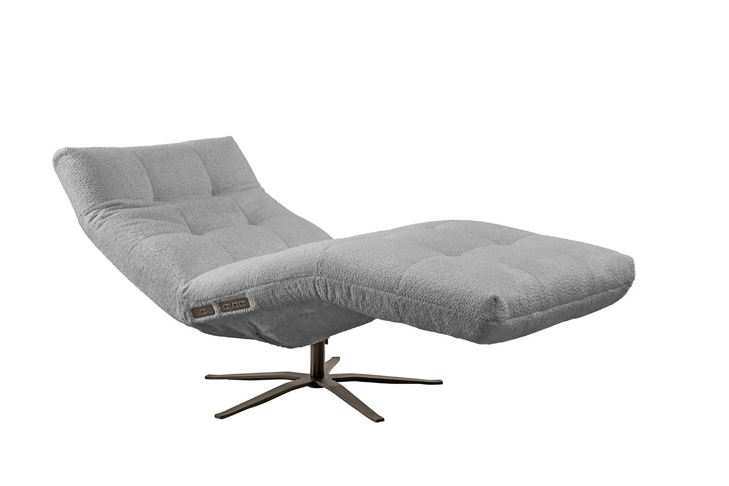 RELAXLIEGE LETICIA Grau Flachgewebe - Schwarz/Grau, Textil/Metall (82/115/156cm) - KAWOLA