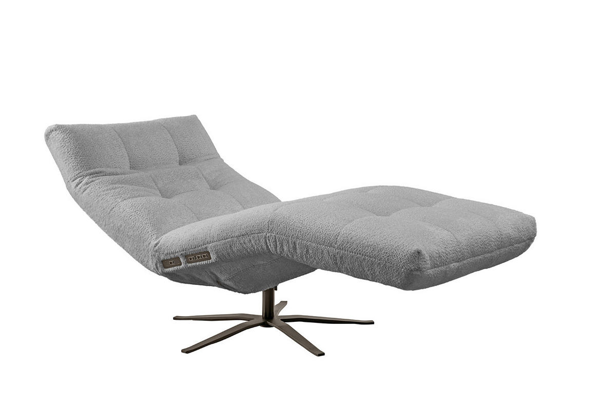 RELAXLIEGE LETICIA Grau Flachgewebe - Schwarz/Grau, Textil/Metall (82/115/156cm) - KAWOLA