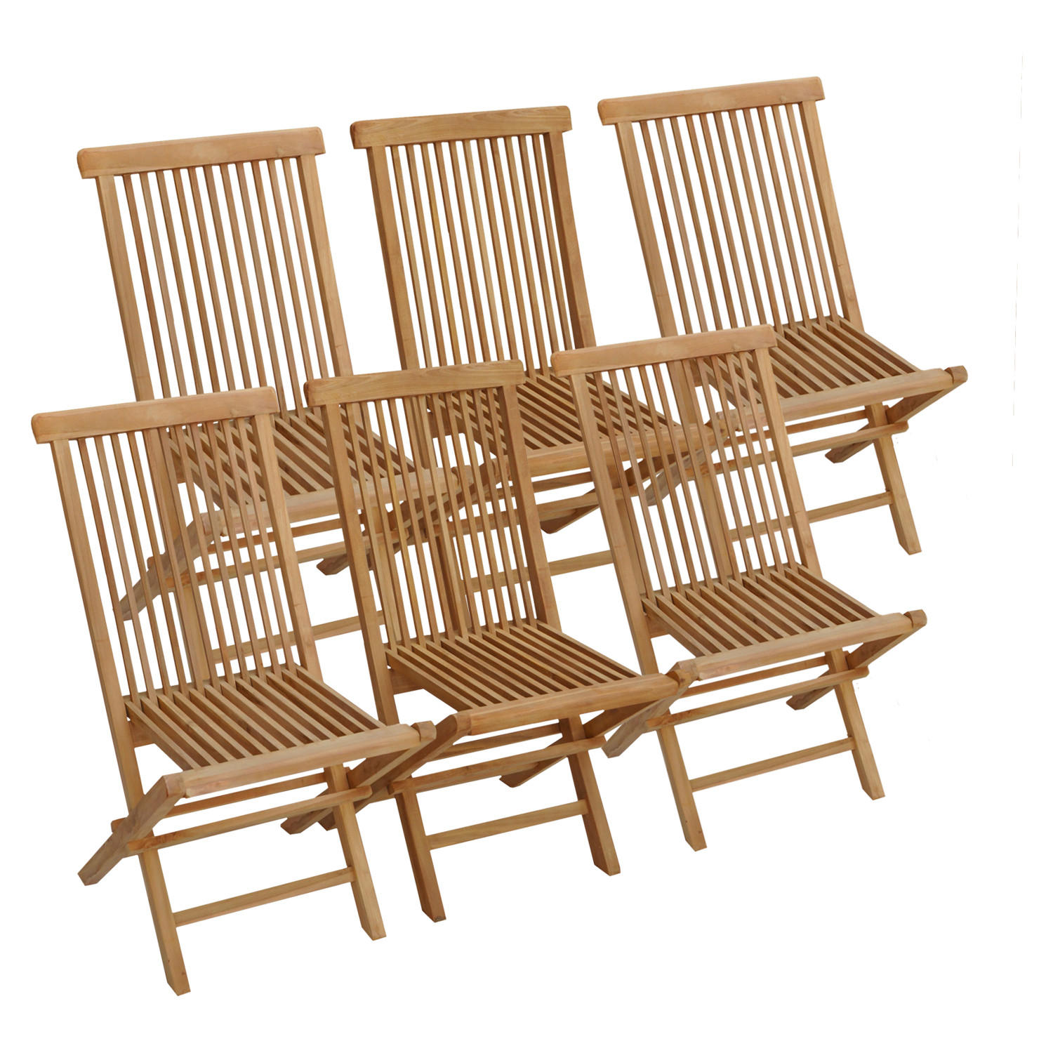GARTENSTÜHLE Lombok 6er-Set - Braun, Holz (45/90/40cm) - Happy Garden