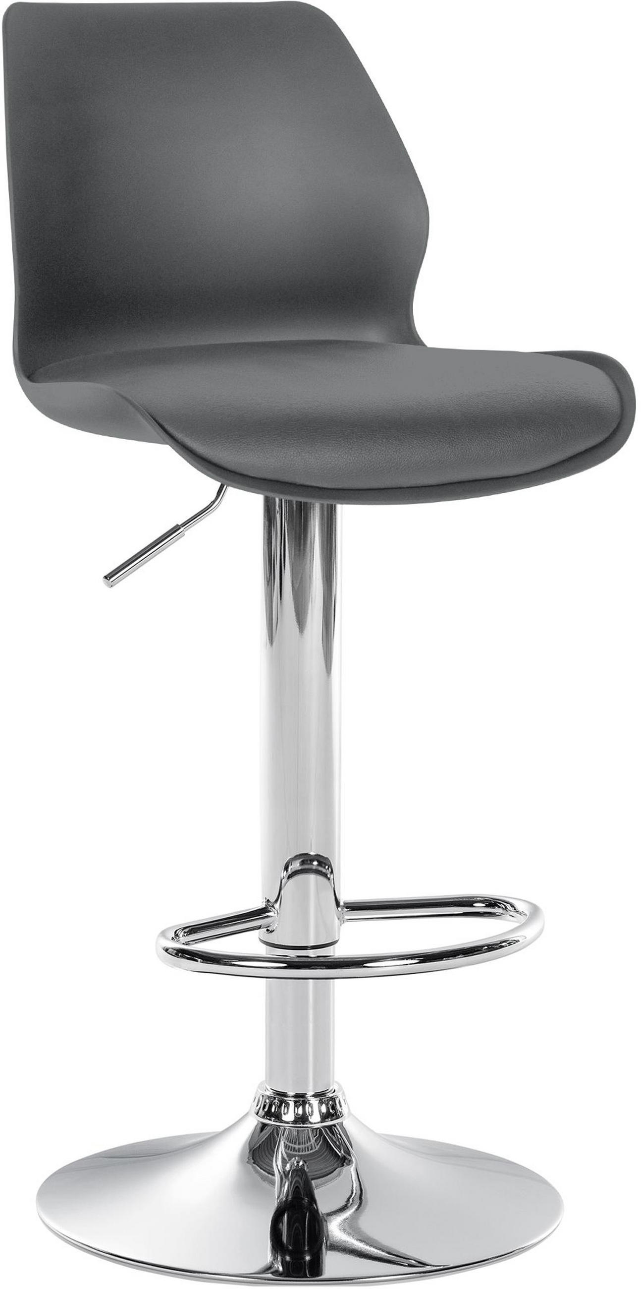 BARHOCKER Gilian Kunststoff grau - Chromfarben/Grau, Kunststoff/Metall (39/102/42cm) - TPFLiving